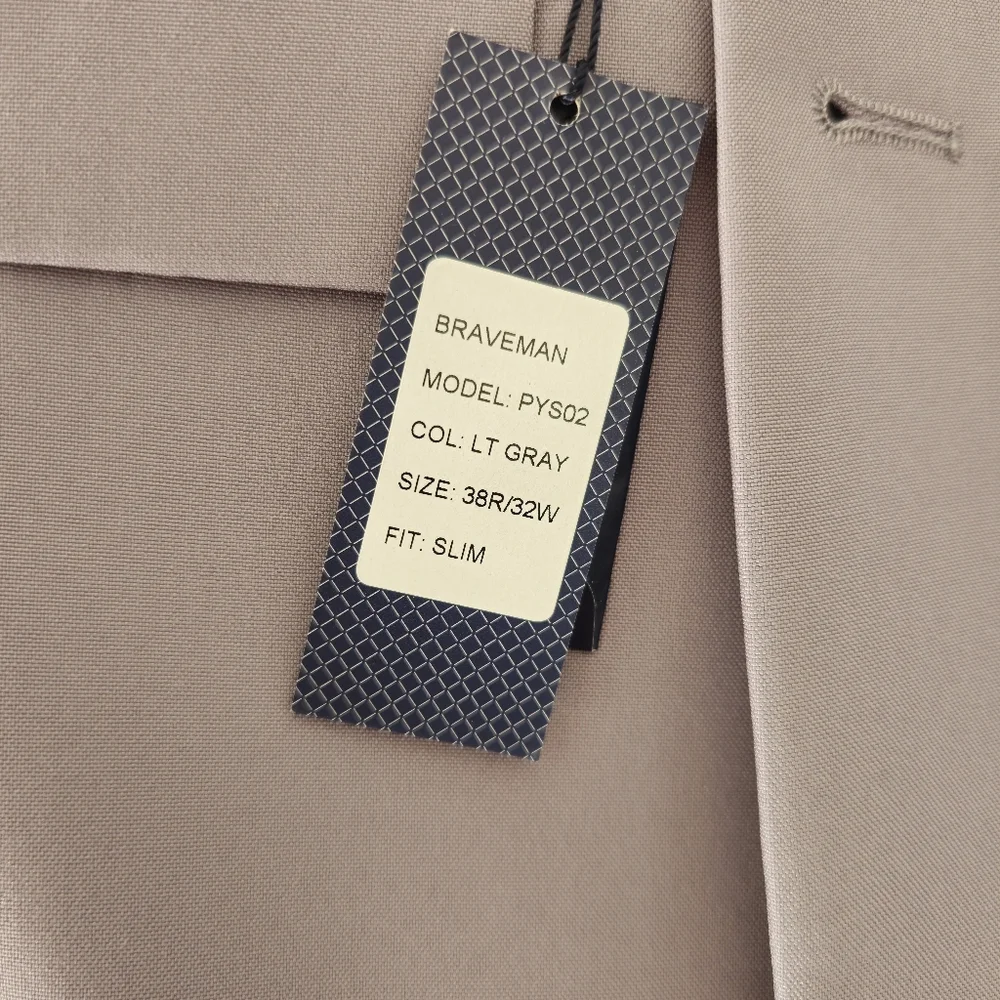 BRAVENAN Classic Light Gray Suit